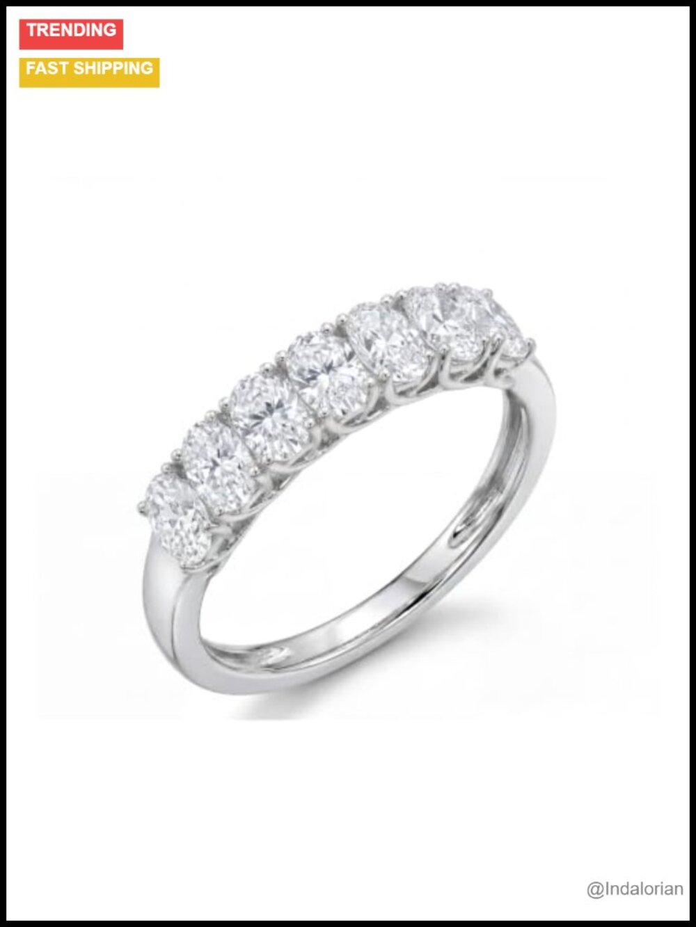 Lab Grown Diamond Eternity Ring 925 Sterling Silver 14K White Gold Plated